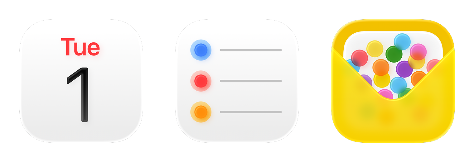 Icons for Apple Calendar, Reminders, and Invites